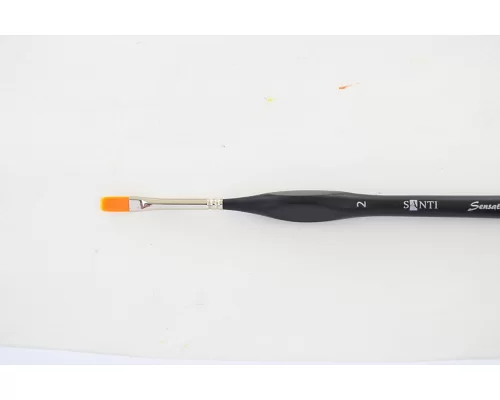 Кисть художественные синтетика Santi Sensation короткая ручка с изгибом плоская №2. код: 310735