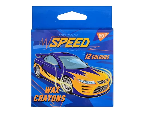 Восковые карандаши YES 12шт. Speed Car 7*90мм код: 590138