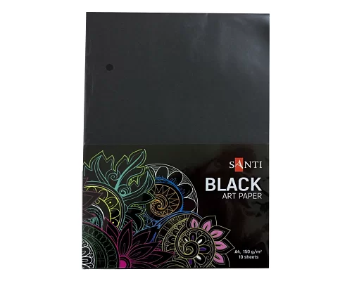 Бумага для рисования черная 10 листов 150 г/м2 А4. код: 741151