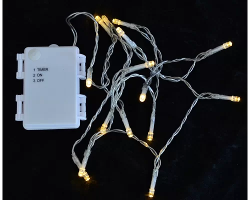 Гірлянда світлодіодна вулична 20 LED лампочок 2,1 м на батарейках біла Yes! Fun (801132)