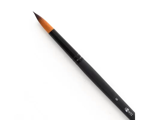 Кисть художественные синтетика Santi Highly Pro длинная ручка круглая №6. код: 310623
