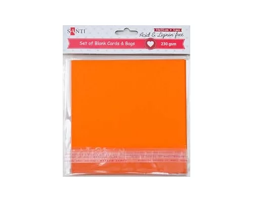 Набір помаранчевих заготовок для листівок 15см*15см 230г/м2 5шт. код: 952284