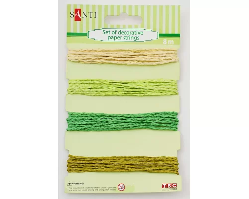 Набор шнуров бумажных декоративных 4 цвета 8м/уп. зелено-бежевый код: 952035
