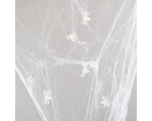 Набор белых пауков светящихся в темноте к Хеллоуину 50 шт. код: 973278