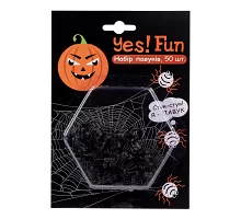 Набор пластиковых черных пауков для декора к Хеллоуину 50 шт. код: 973284