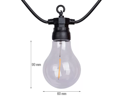 Электрогирлянда-ретро LED уличная Yes Fun 10 ламп d-60 мм тепло-белая 8 м код: 801172