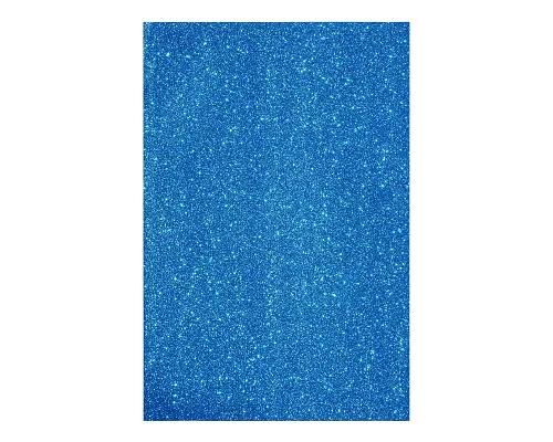 Фоамиран ЕВА яскраво-синій з глітером з клейовим шаром 200*300 мм товщ. 17 мм 10 л. код: 742696