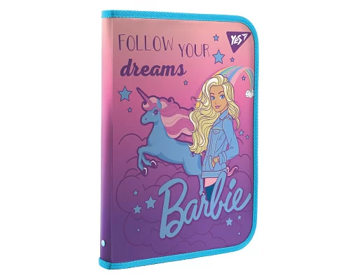 Папка факультативна YES пласт. на блискавки FC Barbie з внутр.карманом (491912)