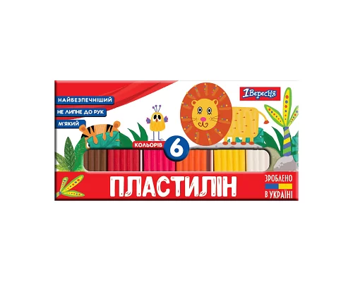 Пластилін 1вересня Zoo Land 6 кол. 120г Україна (540512)