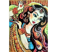 Алмазна мозаїка флуоресцентна Дівчина з Індії 30 * 40см без рамки, в кор. 42 * 6,5 * 4см (AG0002)