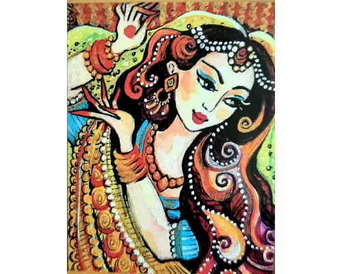 Алмазна мозаїка флуоресцентна Дівчина з Індії 30 * 40см без рамки, в кор. 42 * 6,5 * 4см (AG0002)