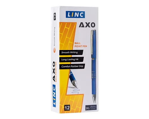 Ручка шар/масл AXO синяя 07 мм LINC набір 12 шт (412082)