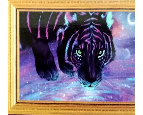 Алмазная мозаика Фиолетовый тигр 30*40см без рамки 40*8*5см (H8779)