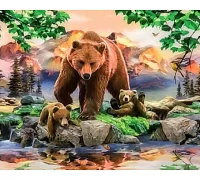 Алмазная мозаика Бурые медведи 30*40см без рамки 40*8*5см (H8777)