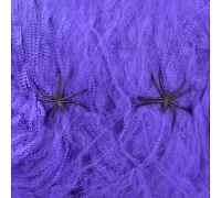 Павутина декор.Yes Fun Хеллоуїн 20 г з двома павуками фіолетова (973674)
