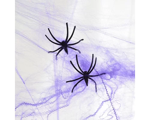 Павутина декор.Yes Fun Хеллоуїн 20 г з двома павуками фіолетова (973674)