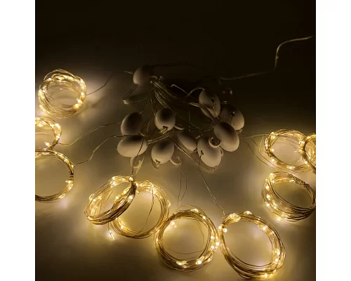 Электрогирлянда штора Новогодько медная проволка., 280 LED,тепл. белый, 3*2,8 м, стат.свечение (974223)