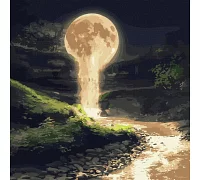 Картина за номерами Місячний водоспад з металевими фарбами 50*50 см у тепловому пакеті Ідейка Ukraine (KHO5033)