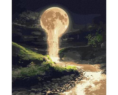 Картина за номерами Місячний водоспад з металевими фарбами 50*50 см у тепловому пакеті Ідейка Ukraine (KHO5033)
