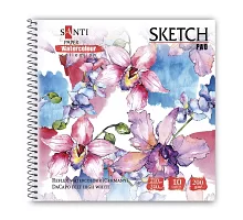 Альбом для акварели SANTI Flowers 210*210 мм Paper Watercolour Collection 10 л 200 (130494)