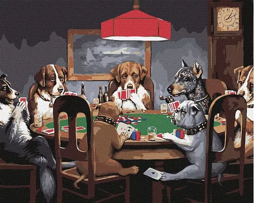 Картина за номерами - Собаки грають у покер 40х50 Ідейка (KHO4327)