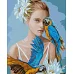 Картина по номерам  Патриотическая Девушка с голубыми попугаями 40х50 (KHO4802)