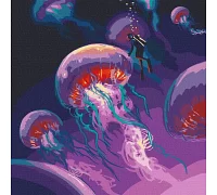 Картина по номерам  Исследуя океан с красками металлик Идейка 50х50 (KHO5032)