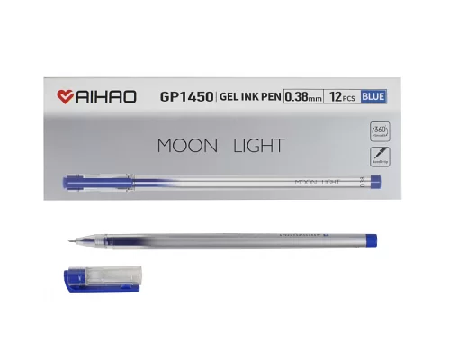 Ручка гелева чорна AIHAO 0,38 мм упаковка 12 шт (GP1450)