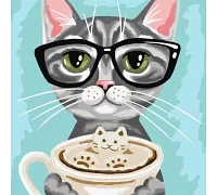 Картина по номерам Приглашение на кофе с котиком 40х40 Идейка (KHO4312)