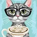 Картина по номерам Приглашение на кофе с котиком 40х40 Идейка (KHO4312)