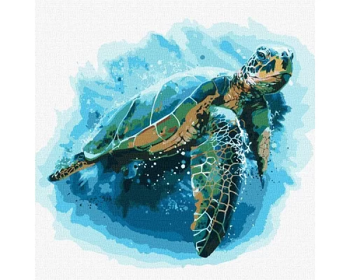Картина за номерами Синя черепаха 50х50 Ідейка (KHO4271)