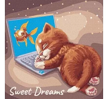 Картина по номерам Сладкий сон котика 30х30 Идейка (KHO4186)
