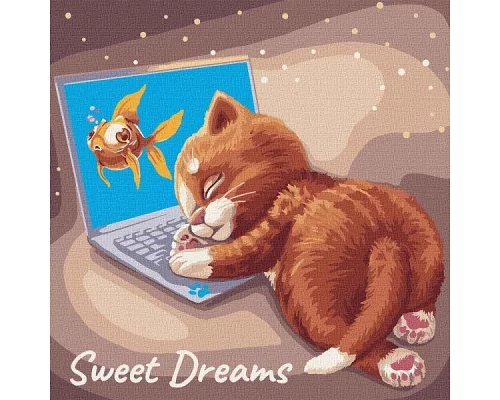 Картина по номерам Сладкий сон котика 30х30 Идейка (KHO4186)