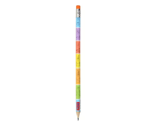 Олівець чорнографітний 1 Вересня Стереометрія трикутний з гумкою (280548)