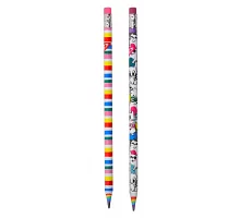 Олівець чорнографітний YES Happy colours з паперу круглий з гумкою (280550)