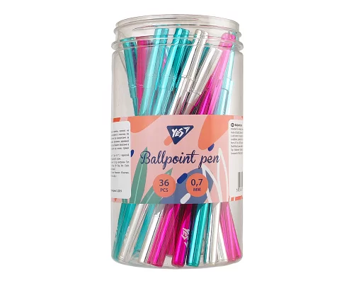 Ручка шариковая YES Happy pen 3 диз. 36шт/туб (411934)