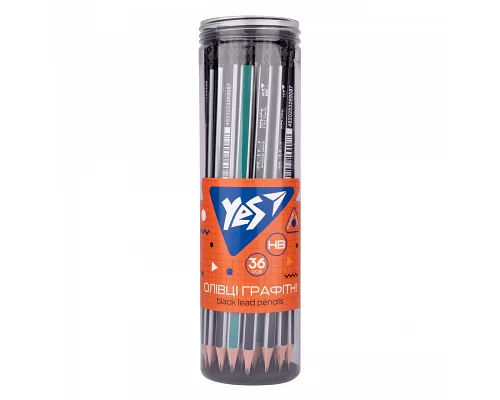 Олівець чорнографітний YES Stripes трикутний з гумкою набір 36 шт (280593)