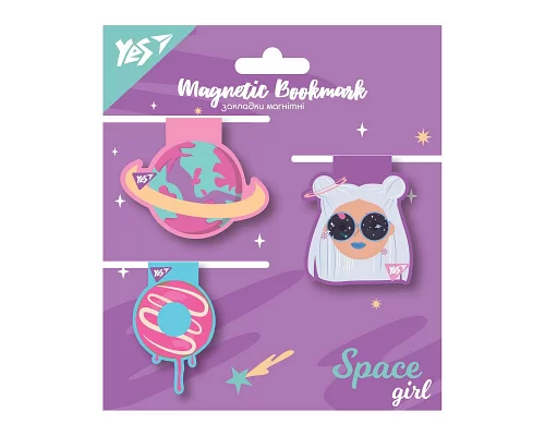 Закладки магнитные YES Space Girl 3шт. (707727)