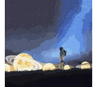 Картина за номерами Подорож на місяць з фарбами металiк 50х50 (KHO9549)