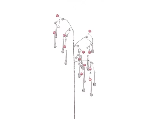 Гілка декоративна Yes! Fun Кристали-краплі, Намистини рожеві, 60 см (973918)