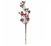 Ветка декоративная Yes! Fun с красными ягодами, 45 см, пайетки, золото (973946)