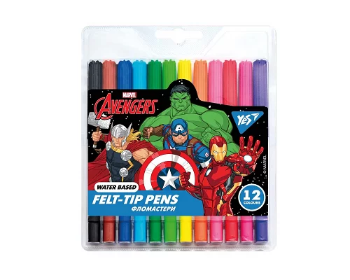 Фломастеры YES 12 цветов Marvel.Avengers (650474)