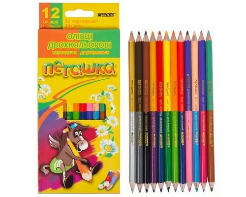 Набір олівців кольорових двосторонні Пегашка  24 кольори Marco (1011-12CB)