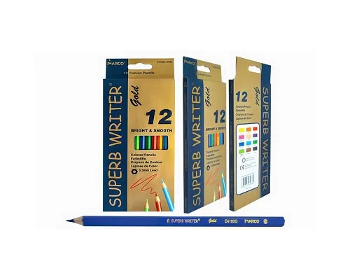 Набір кольорових олівців Superb Writer Gold 12 кольорів Marco  (E4100G-12CB)