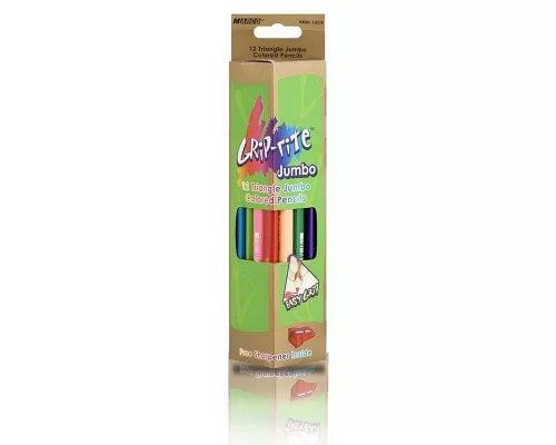 Набор цветных карандашей трёхгранных Jumbo с точилкой (кедр) Grip-Rite 12 цветов Marco  (9400-12CB)