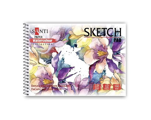 Альбом для акварели SANTI Flowers А5 Paper Watercolour Collection 12 л 200 г/м2 (130496)