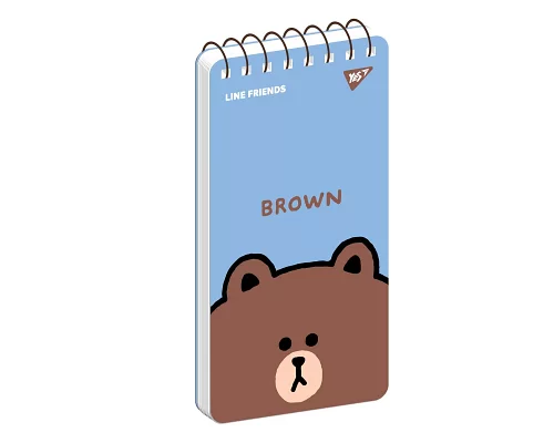 Блокнот YES 80х160 мм 60 л. дв. cпираль Line Friends Brown (151763)