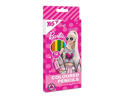 Олівці кольорові YES 12 кол Barbie (290656)