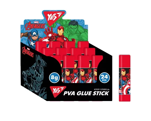 Клей-карандаш YES 8г PVA Marvel.Avengers (320275)