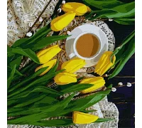 Картина по номерам Весенний завтрак тюльпани ©katryn_elen 40х40 Идейка (KHO2997)